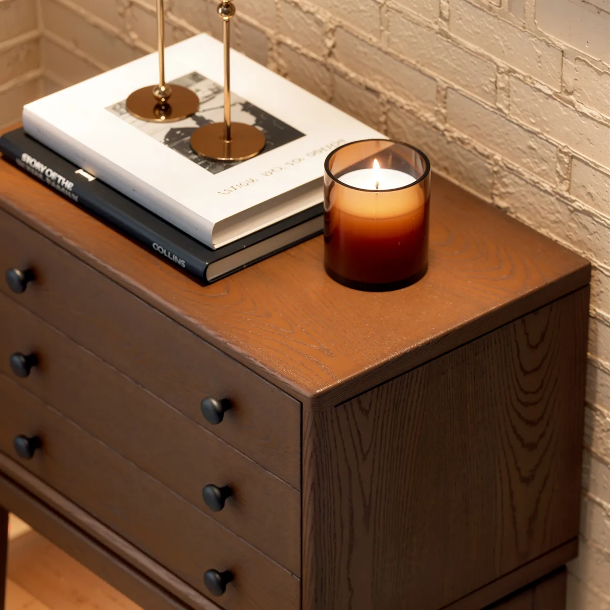 Mid-Century 3-Drawer Chest – Solid Ash Wood in Walnut Finish — image 8