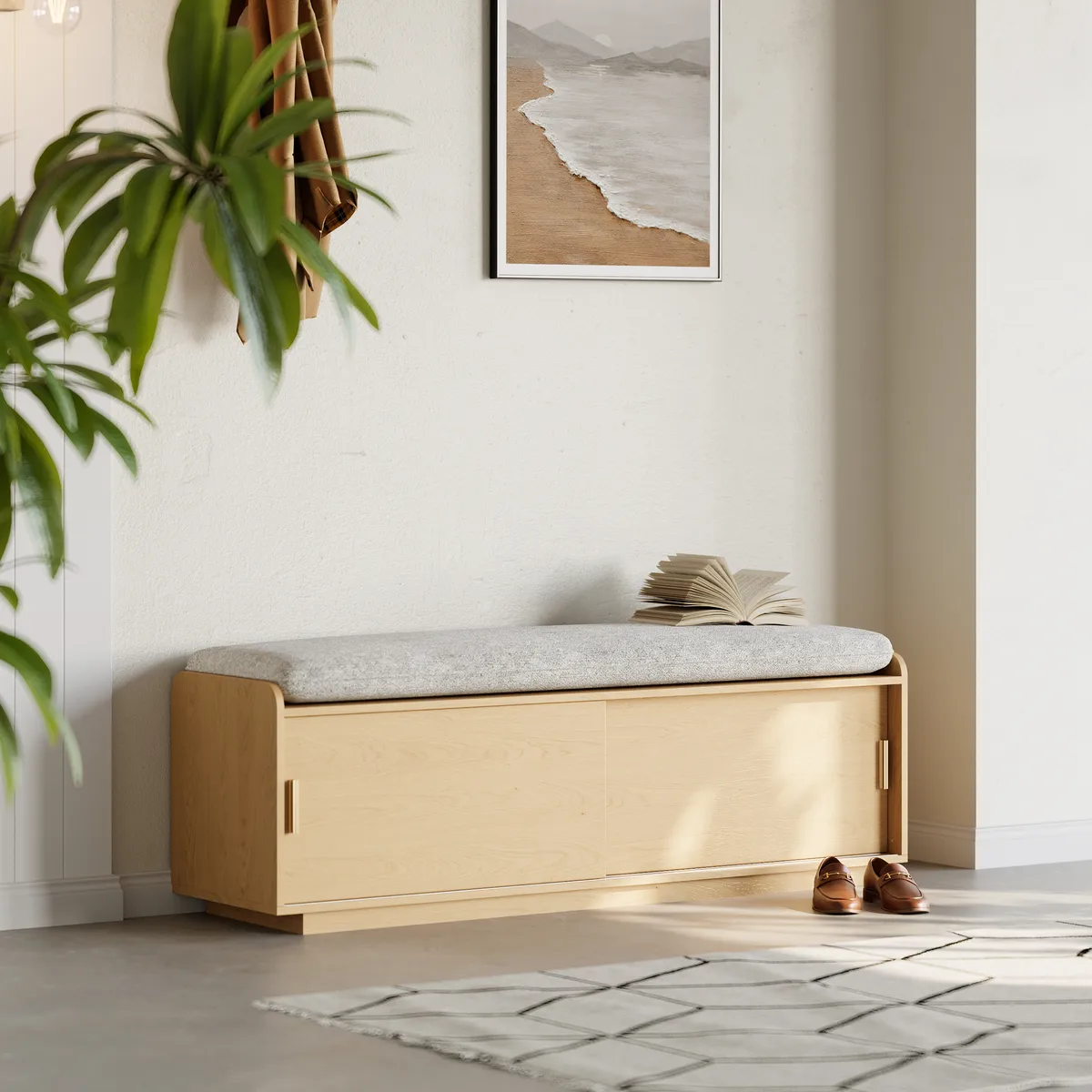 2 Doors Shoe Storage Entryway Bench — image 19