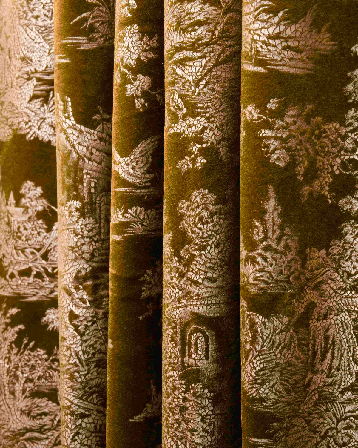 Zen Foil Printed Velvet Patterned Custom Curtain | Designed in Italy