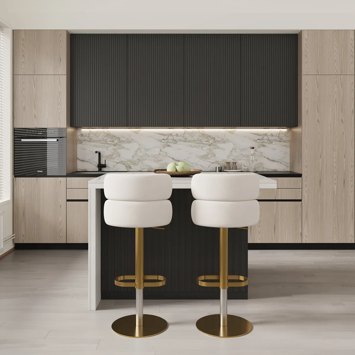 72" Modern Kitchen Island Laminate & 4 Counter Stools Set Storage Cabinet — image 2