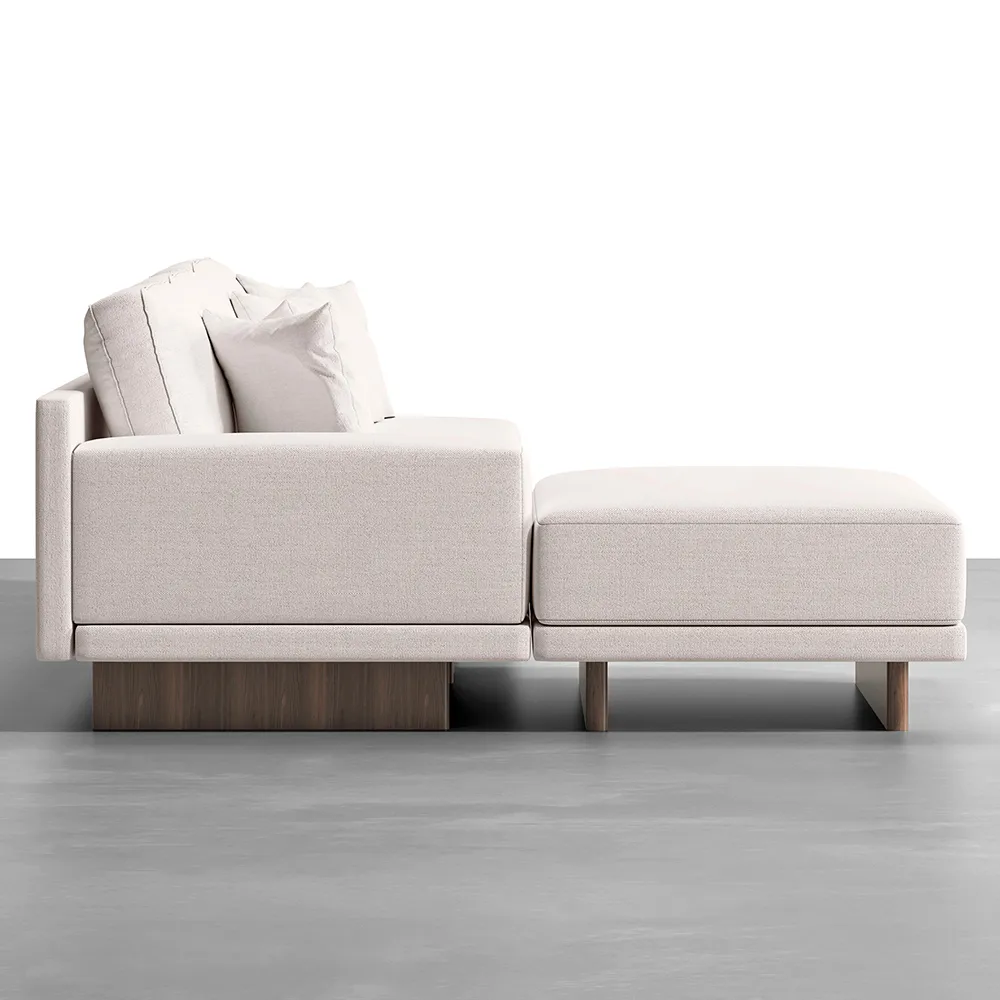Modern Living Room Couch Set Fabric L-Shaped White Modular Sectional Sofa & Wood Block Coffee Table — image 22
