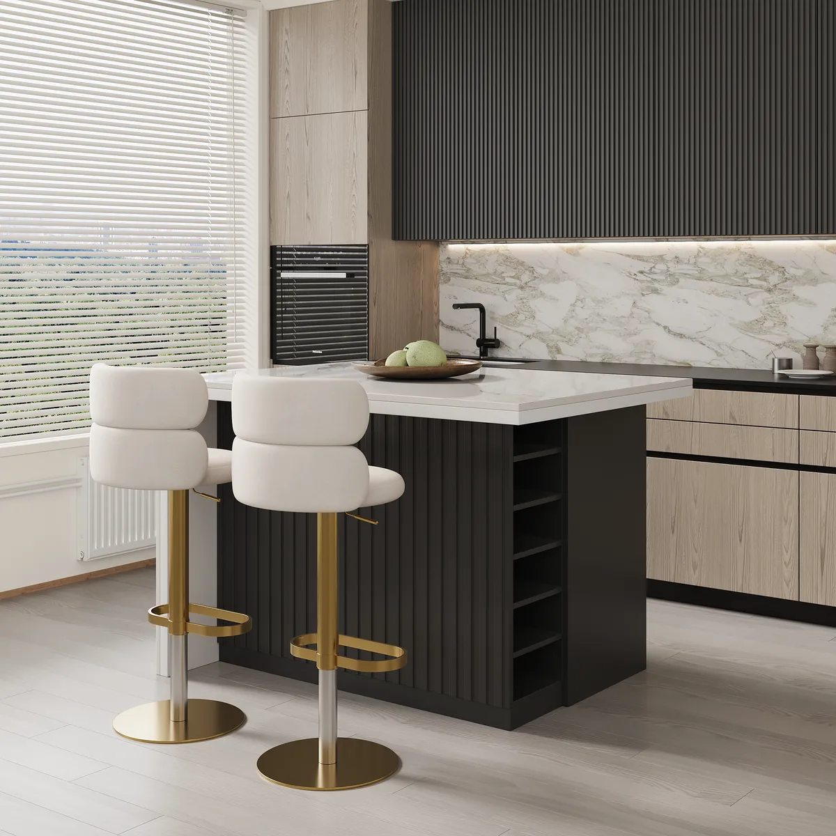 72" Modern Kitchen Island Laminate & 4 Counter Stools Set Storage Cabinet — image 3