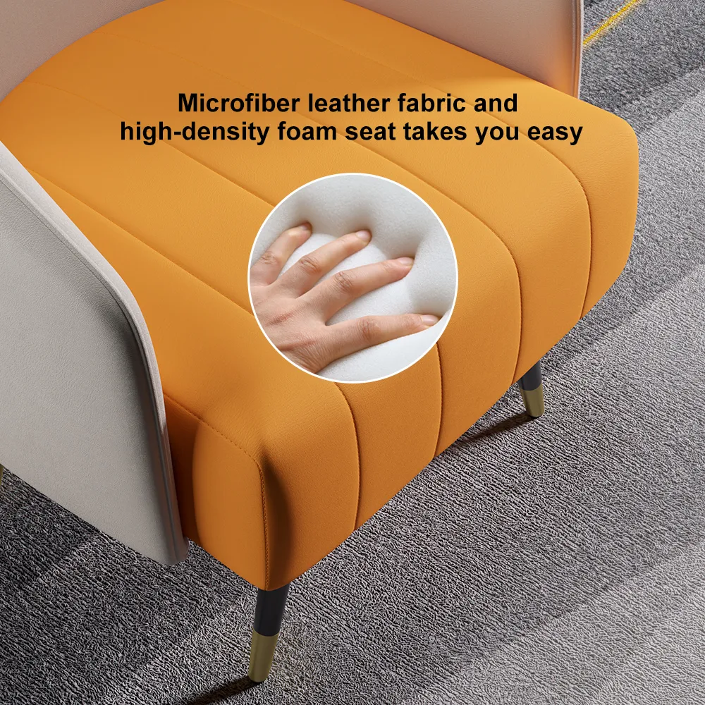 Homary 26" Modern White Accent Chair Microfiber Leather Slipper Chair For Living Room — image 5
