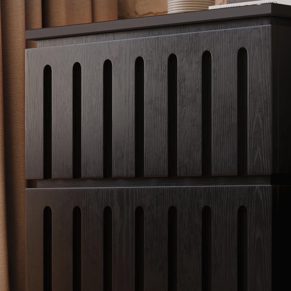 Modern Solid Wood King Upholstered Bed & 2 Drawer Ash Wood Nightstand Set with with Faux Travertine Top — image 19