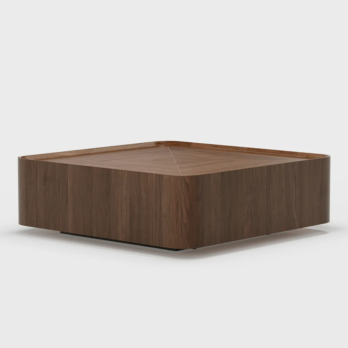 35" Walnut Square Coffee Table with Storage Mid-Century Modern Block Living Room Table — image 7