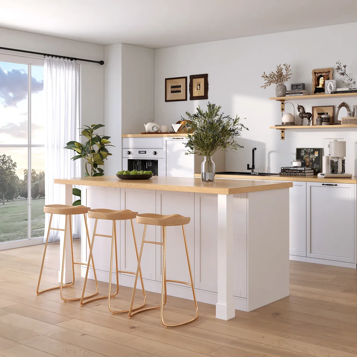 72" Modern Laminate Kitchen lsland Natural & White with Storage — image 20