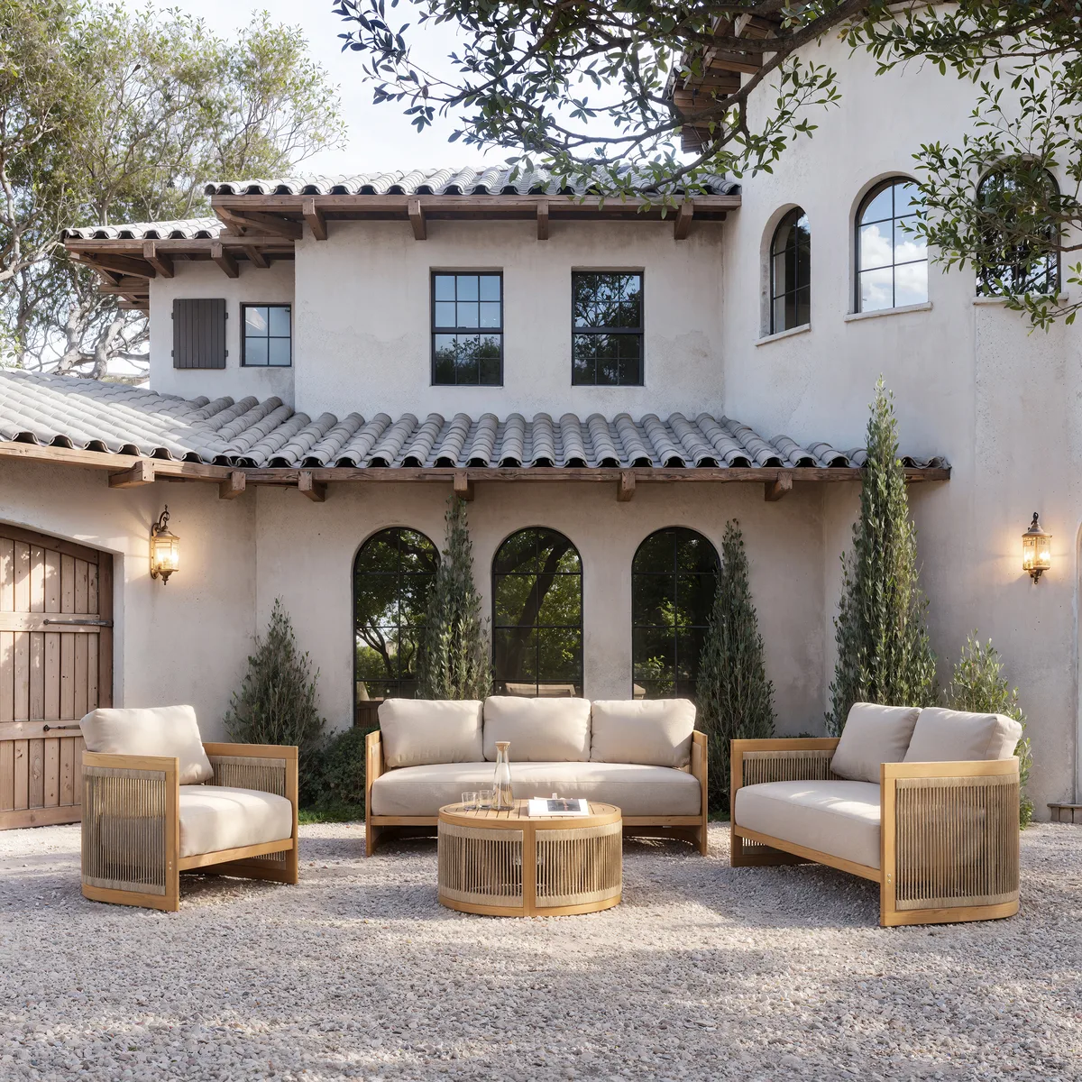 4-Piece Outdoor Teak & Rope Weave Sofa Set with Coffee Table — image 15
