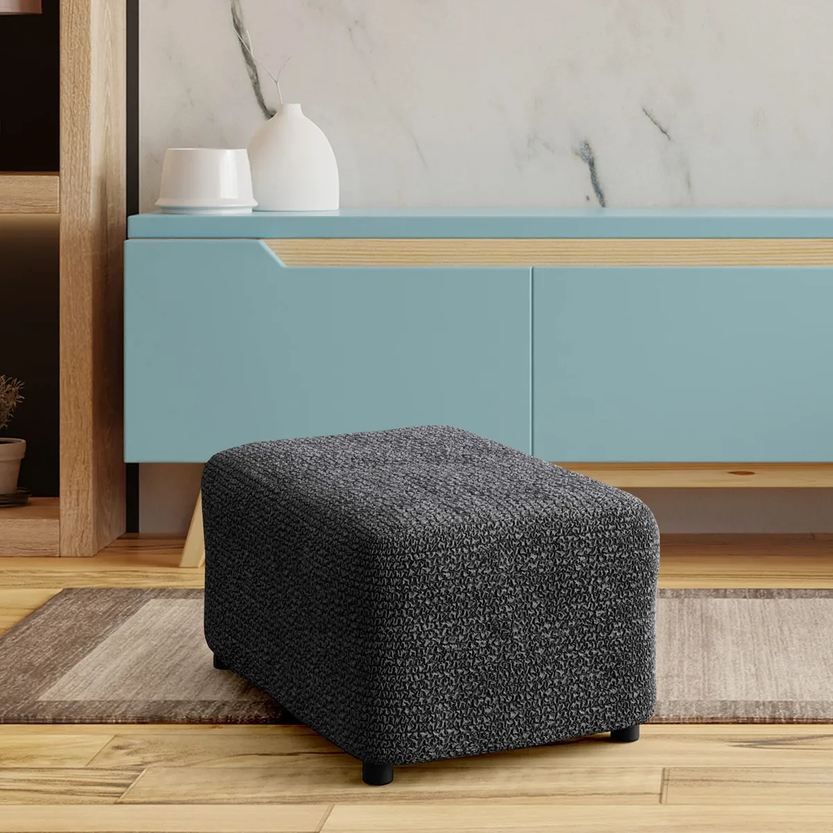 Ottoman Slipcovers - 1-Piece Furniture Protector - Form Fit, Machine Washable -MicrofibraCollection — image 7