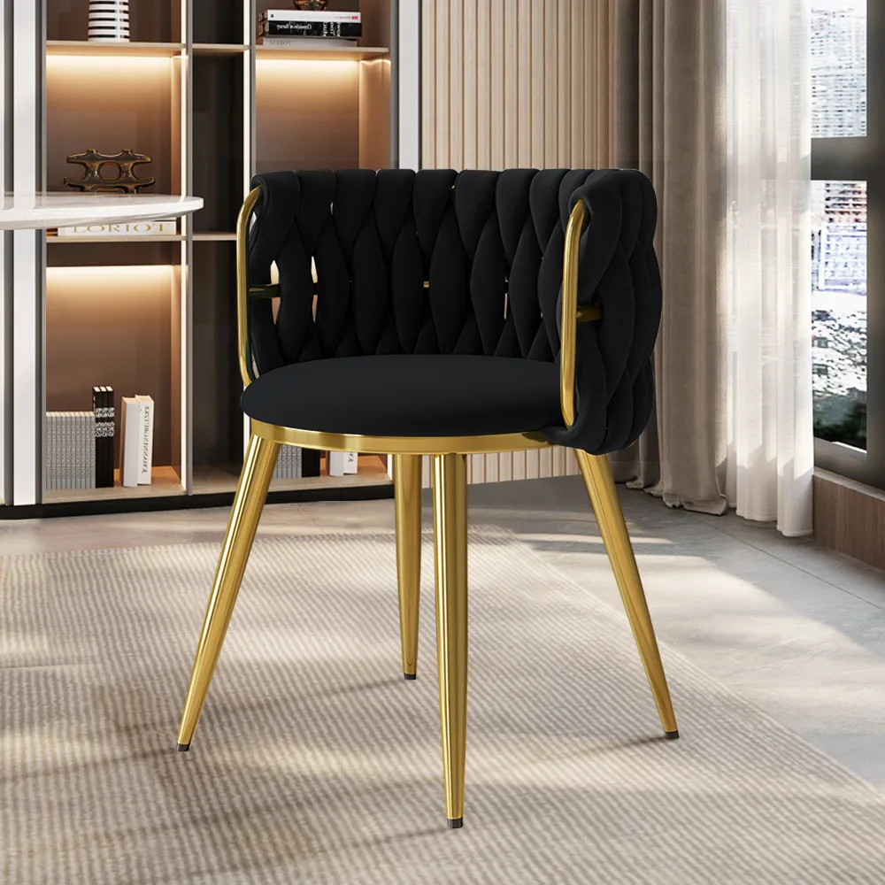 4-Piece Nordic Light Gray Barrel Back Dining Chair Round Accent with Velvet Upholstery — image 6