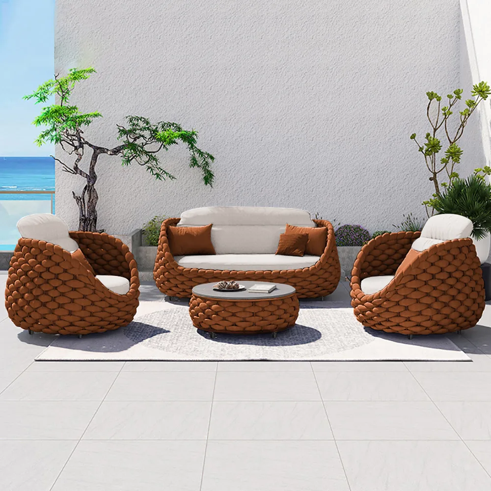 Cocaro 8-Piece Outdoor Rope Weave Sofa Set with Black Cover — image 13