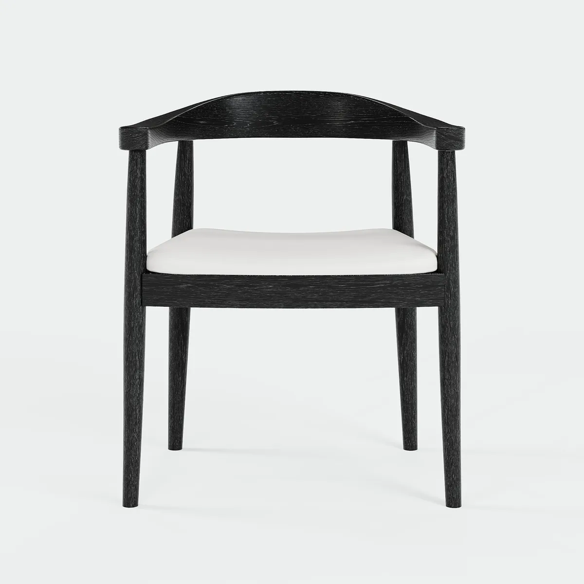Modern Curved Back 4-Piece Dining Chair Upholstered Leather Walnut Wooden Armchair — image 18