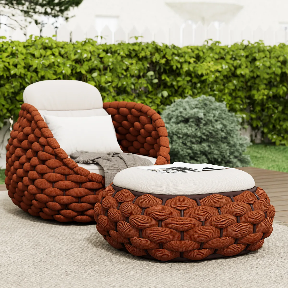 Cocaro Outdoor Storage Ottoman with Woven Rope in Light — image 25