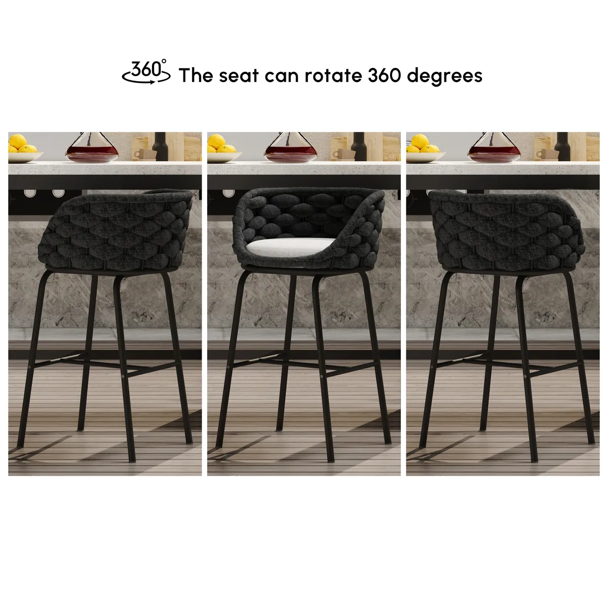 7-Piece Outdoor Sintered Stone & Aluminum Bar Dining Set with 6 Bar Stools — image 6