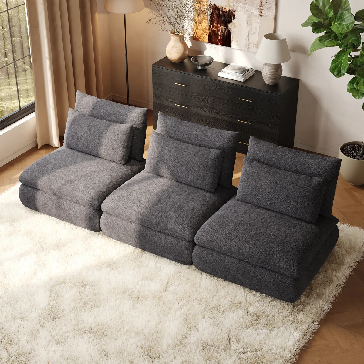 3-Piece Chenille Modular Sectional Sofa with Hidden Storage — image 12