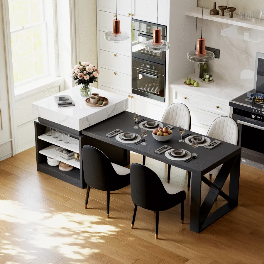 73"-93" Extendable Kitchen Island Set with 4 Dining Chairs — image 2
