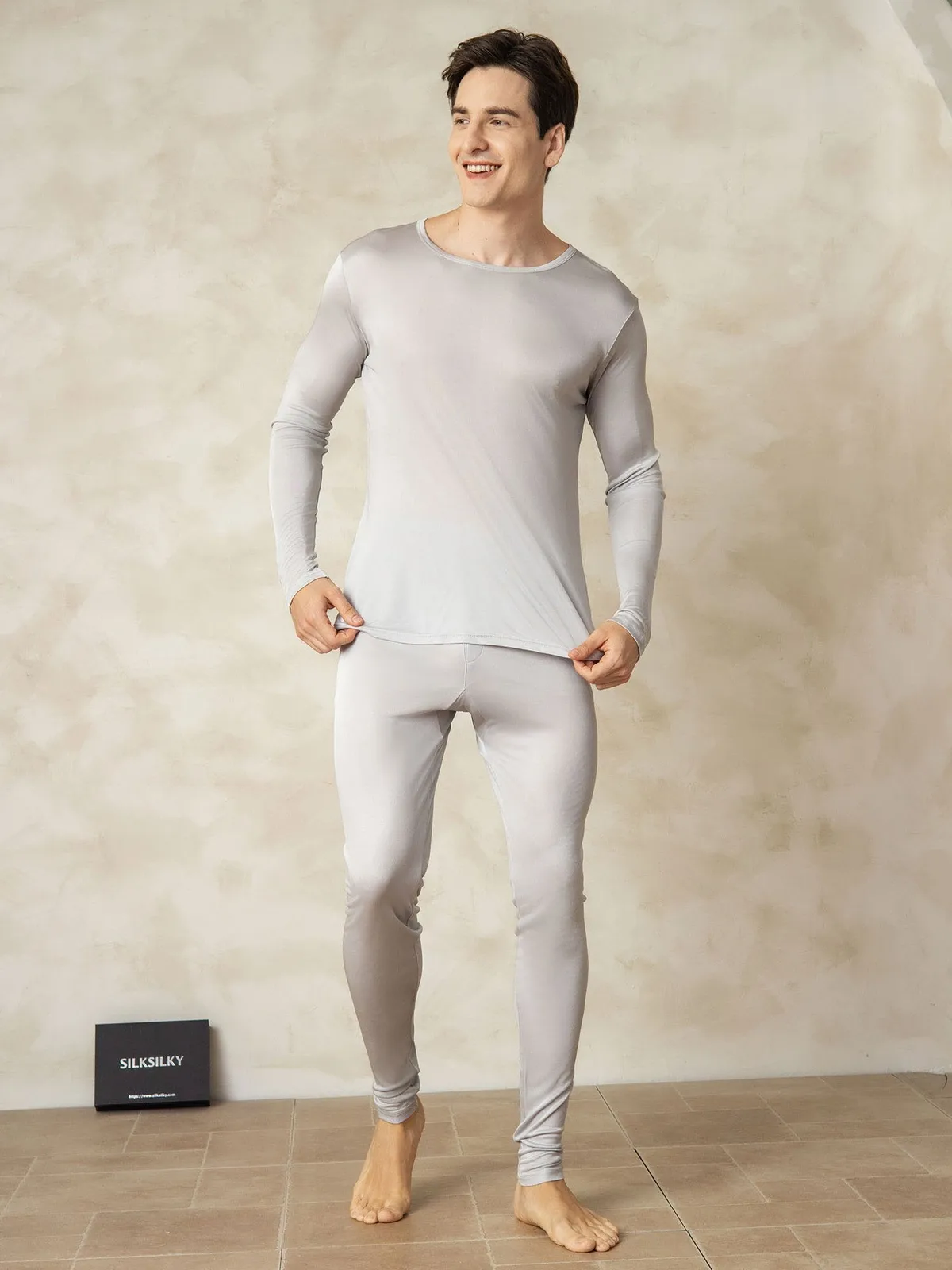 100% Mulberry Silk Men's Long Sleeve Long Johns — image 3