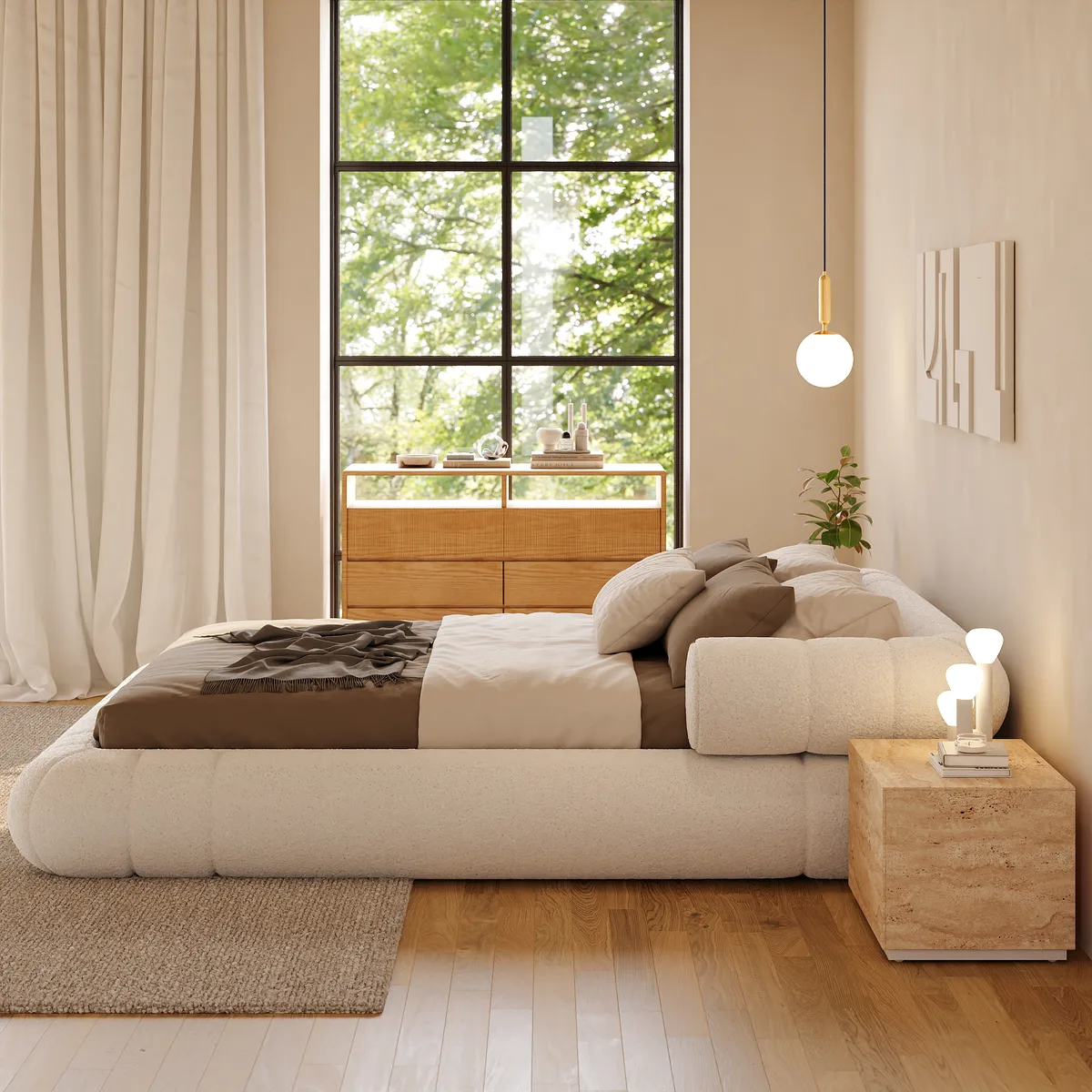 King Size Boucle Upholstered Cloud Floor Bed Frame — image 7