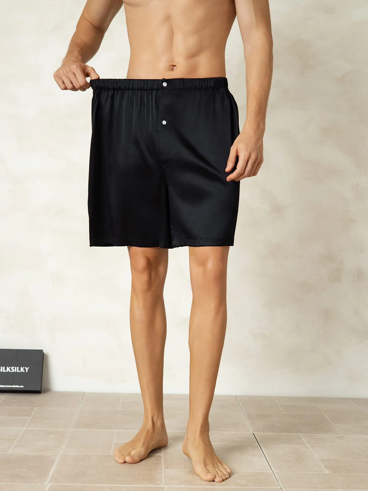 100% Mulberry Silk Elastic Waist Men's Sleep Shorts — image 5