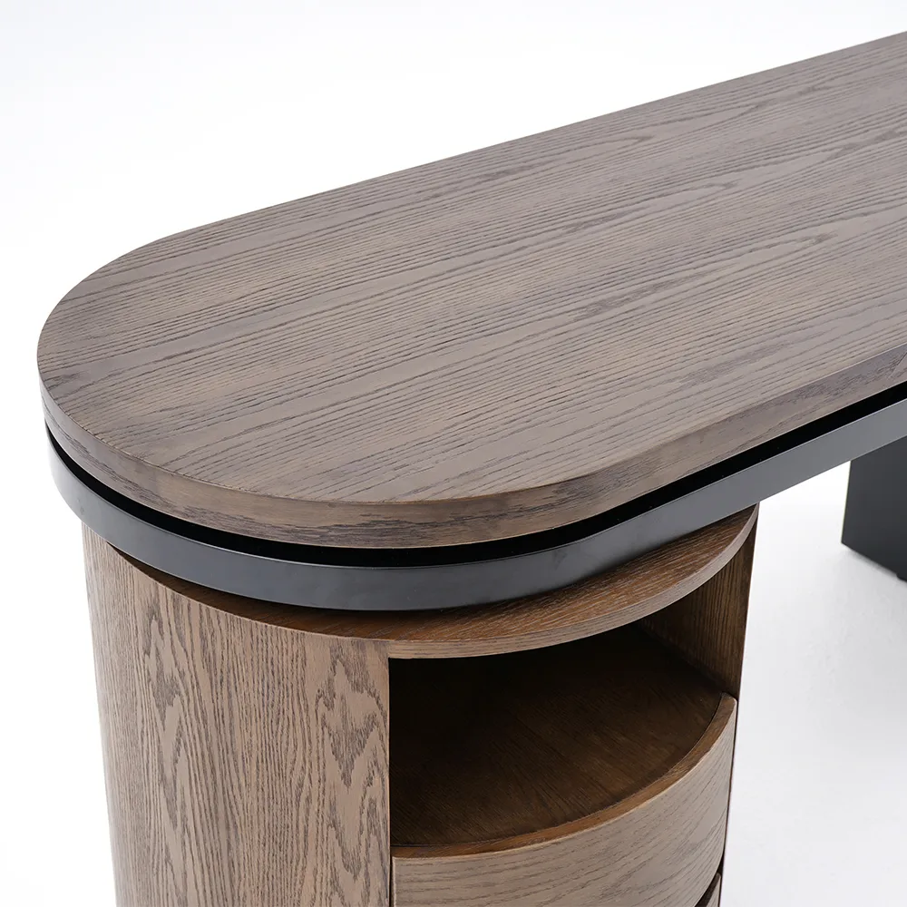 Modern 60" L-Shaped Walnut Office Desk with Drawers, Rotating Design — image 28
