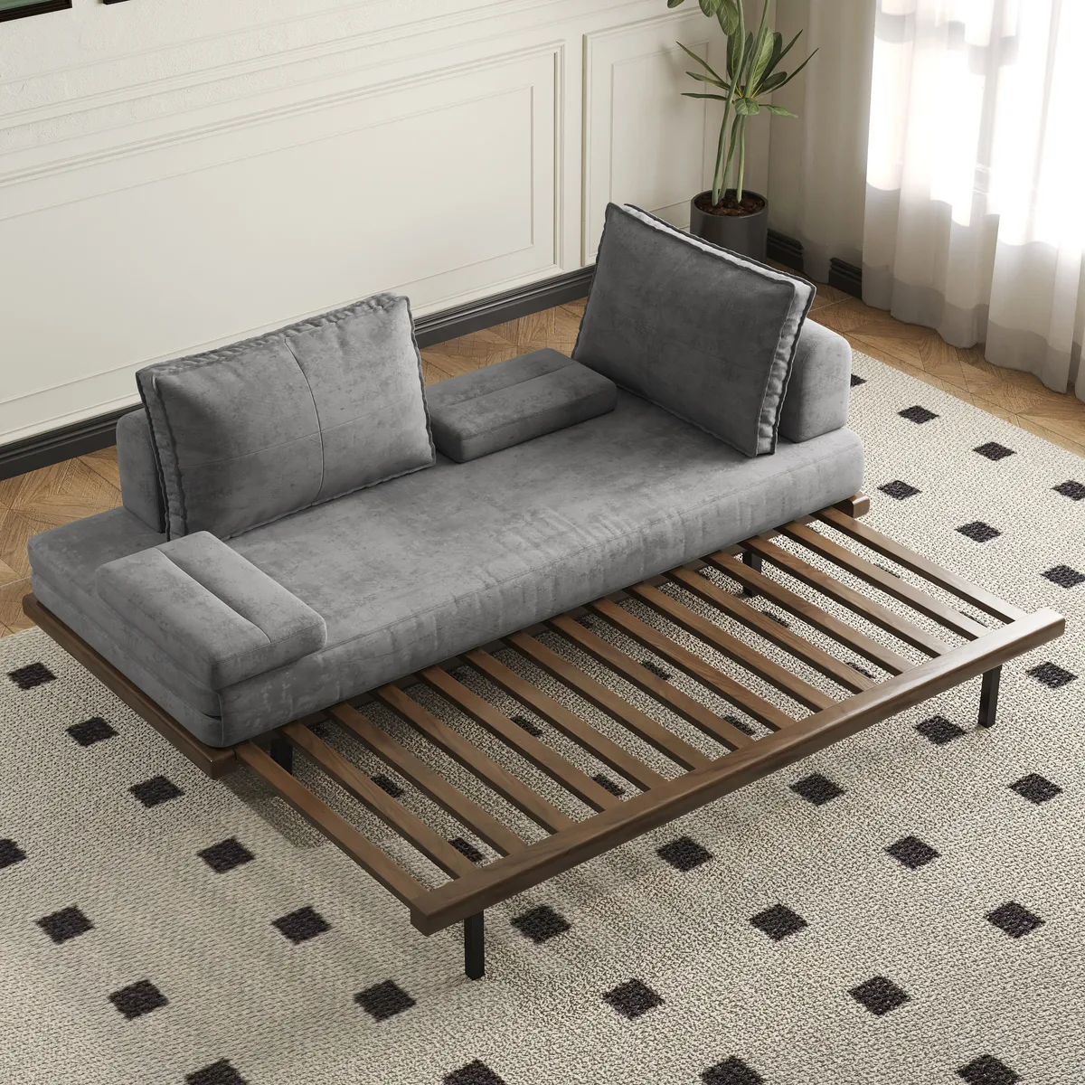 Full Size Daybed Futon Bed Cotton & Linen Convertible Sofa Bed — image 15