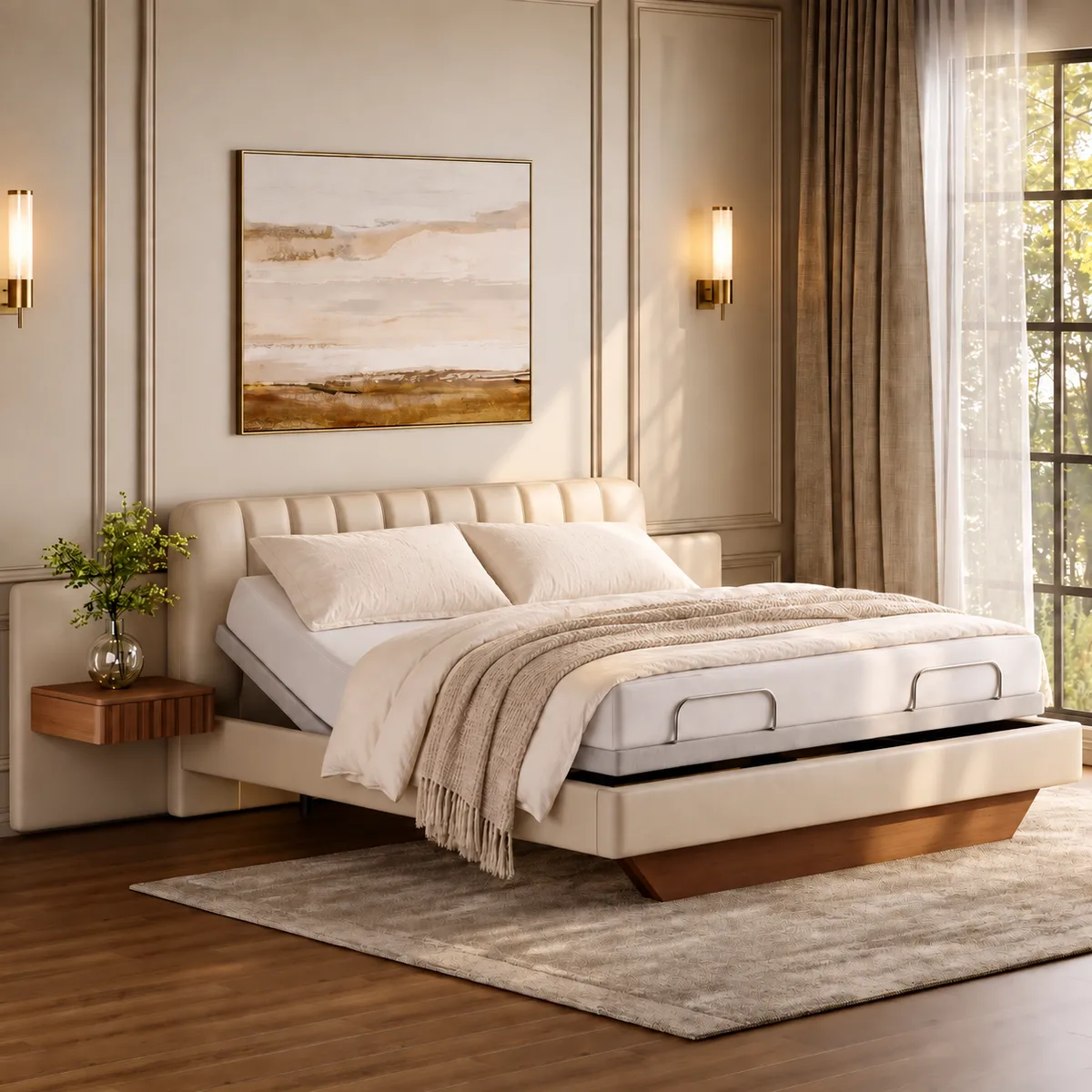 King Genuine Leather Zero Gravity Adjustable Bed Set — image 2