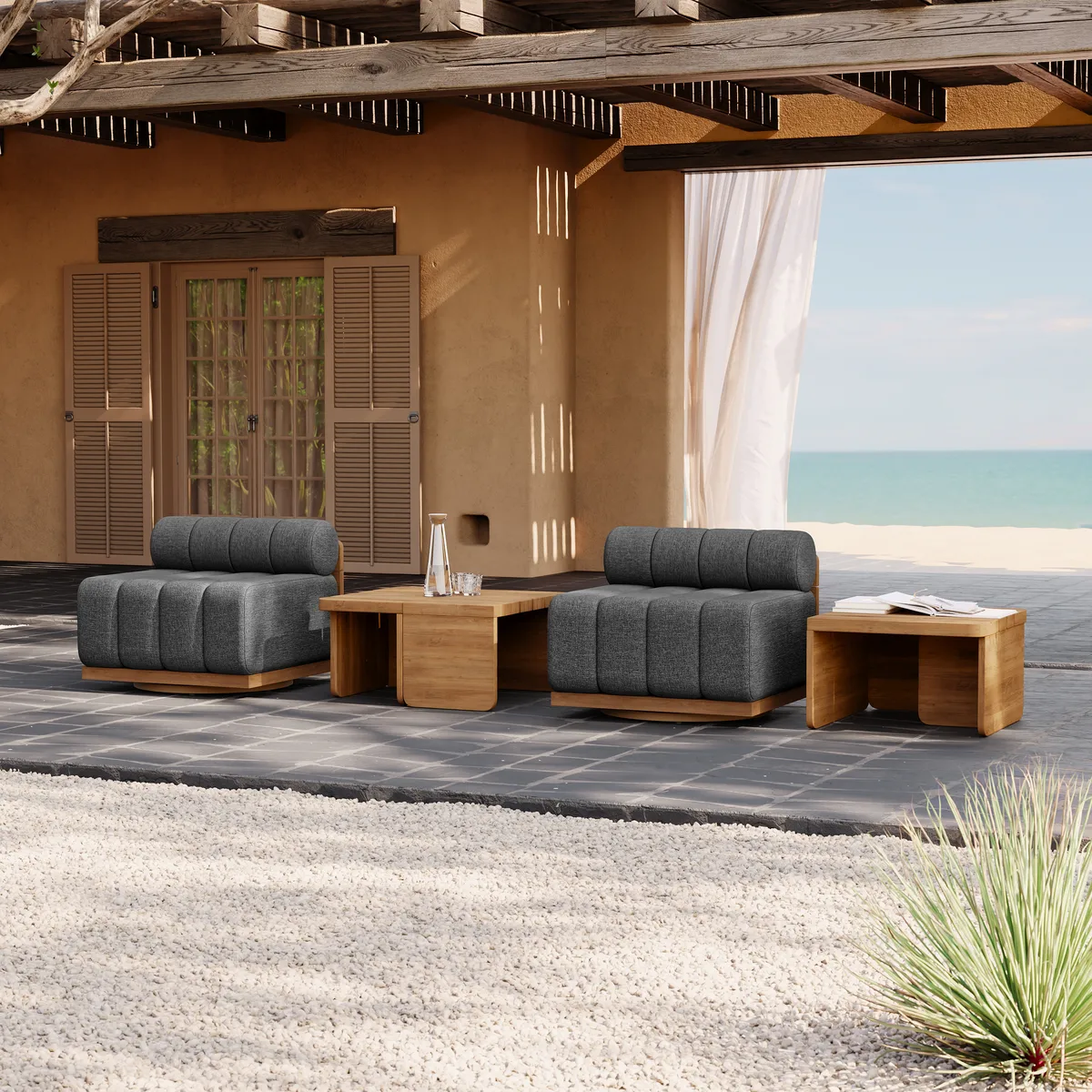 Resaro Teak Outdoor Swivel Chair Dark — image 12