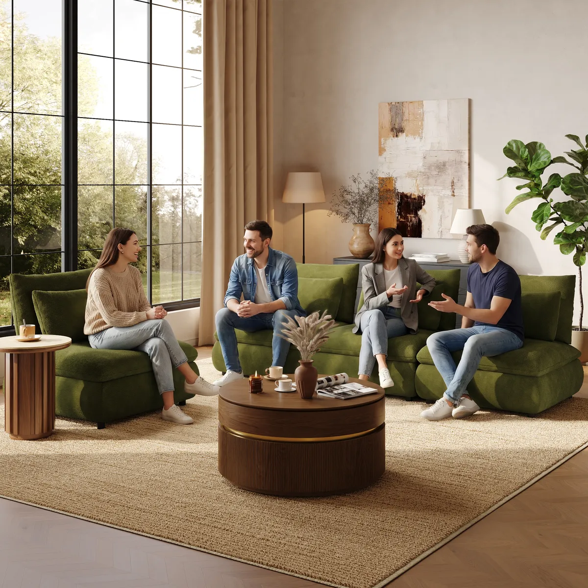 3-Piece Chenille Modular Sectional Sofa with Hidden Storage — image 5