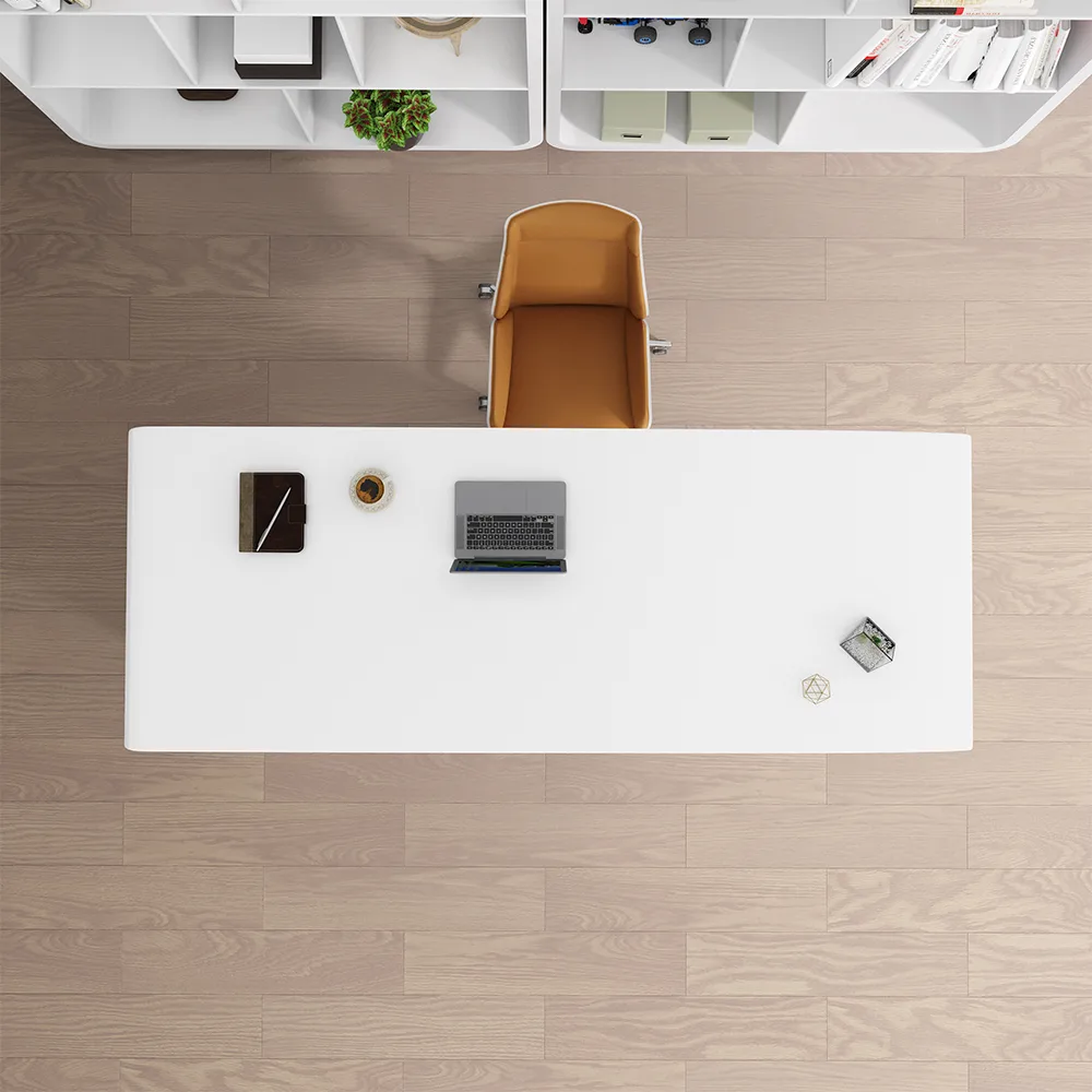 Modern 55" Rectangular Black Writing Desk with Arched Base — image 15
