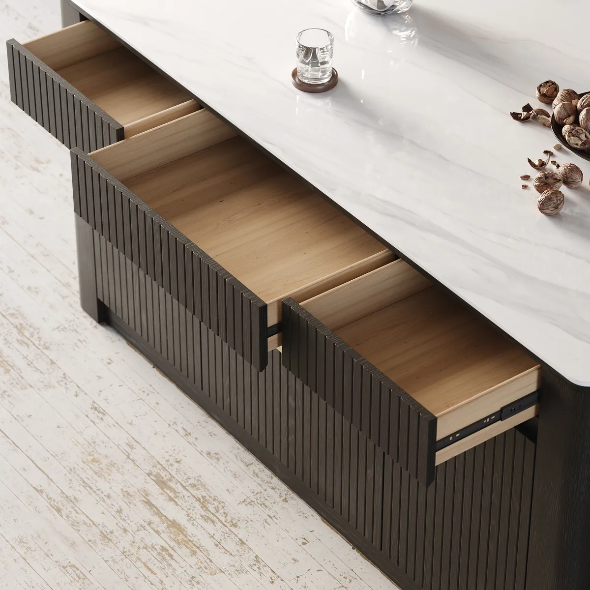 72" Sintered Stone Top Solid Wood Kitchen Island with Storage — image 29