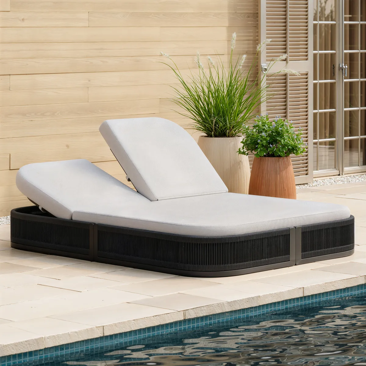 Costra Outdoor Aluminum & Rope Weave Reclining Chaise Lounge — image 2