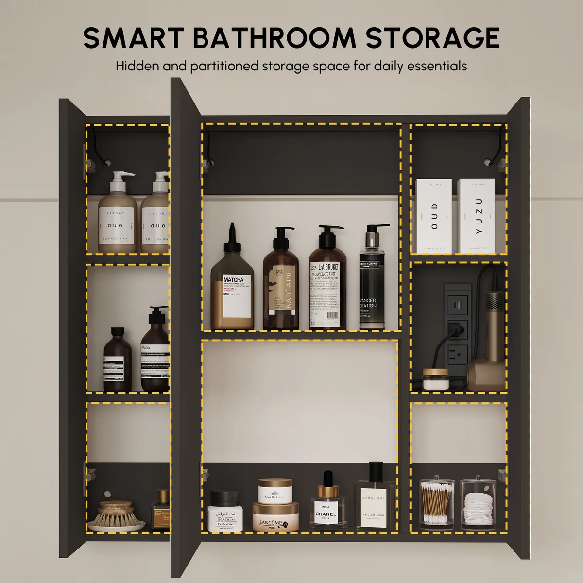 47" Modern Wall-mounted LED Bathroom Medicine Cabinet Vanity Mirror with Storage — image 7
