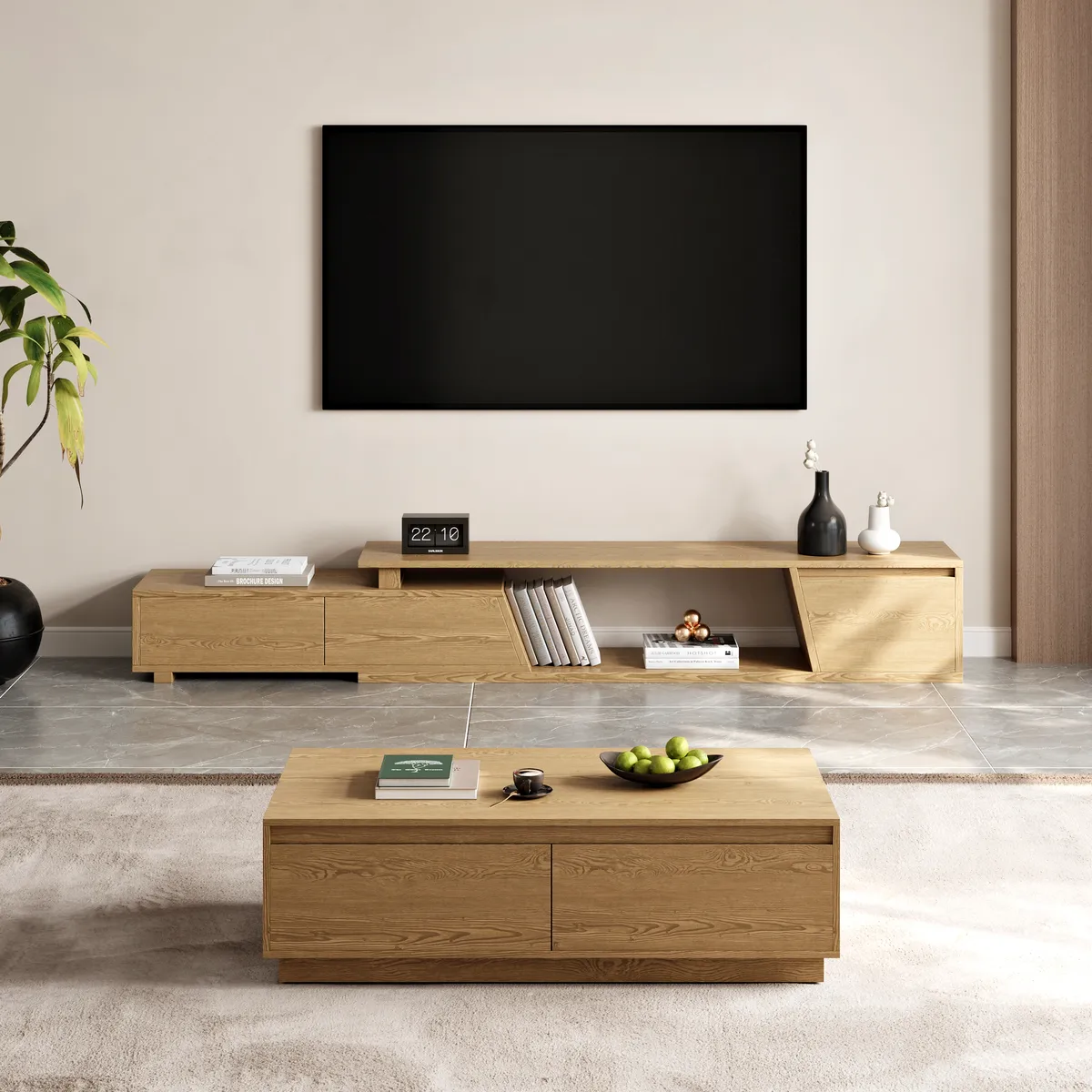 Fero Mid Century Extendable TV Stand & Block Coffee Table Set — image 22
