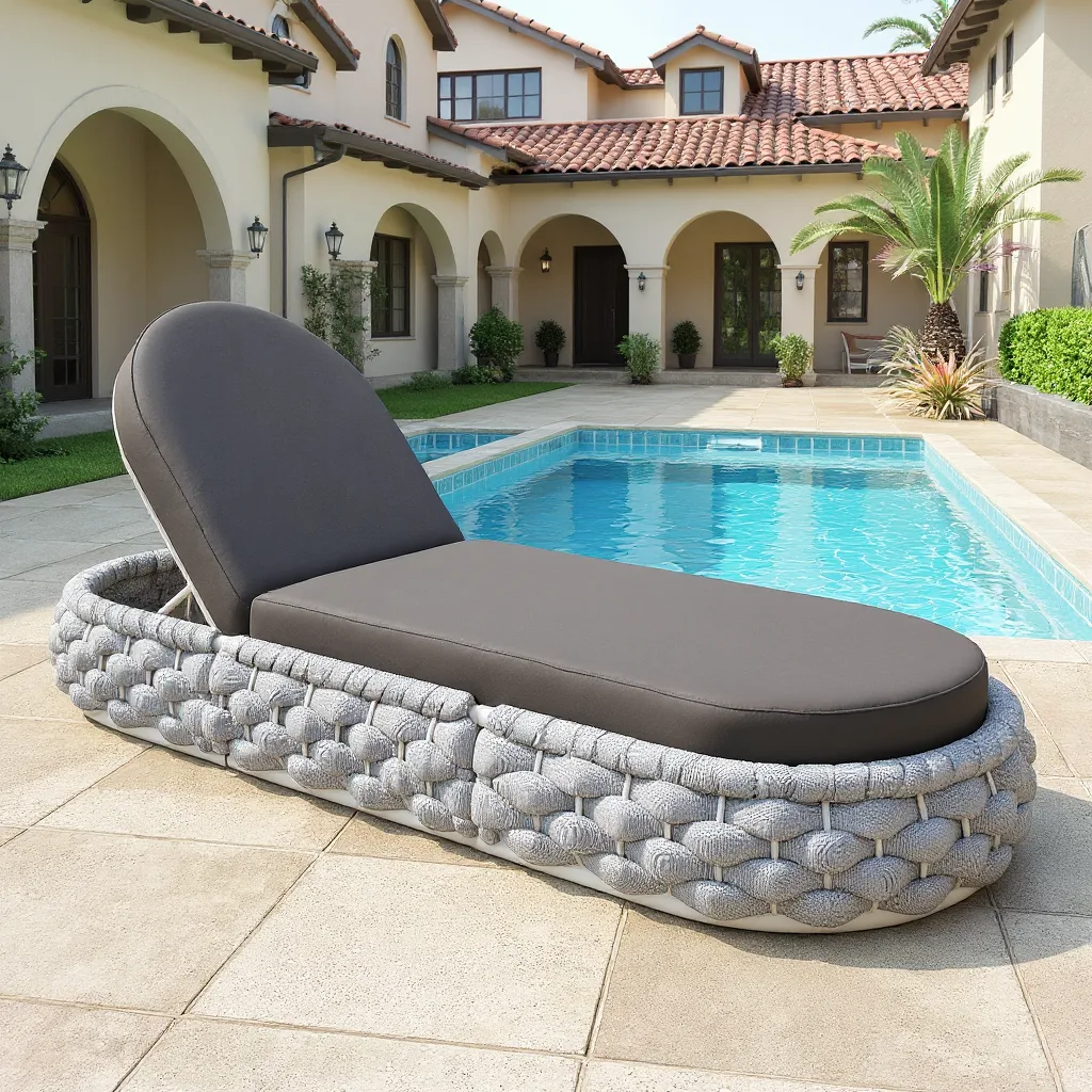 Cocaro Outdoor Aluminum & Rope Weave Adjustable Chaise Lounge — image 12