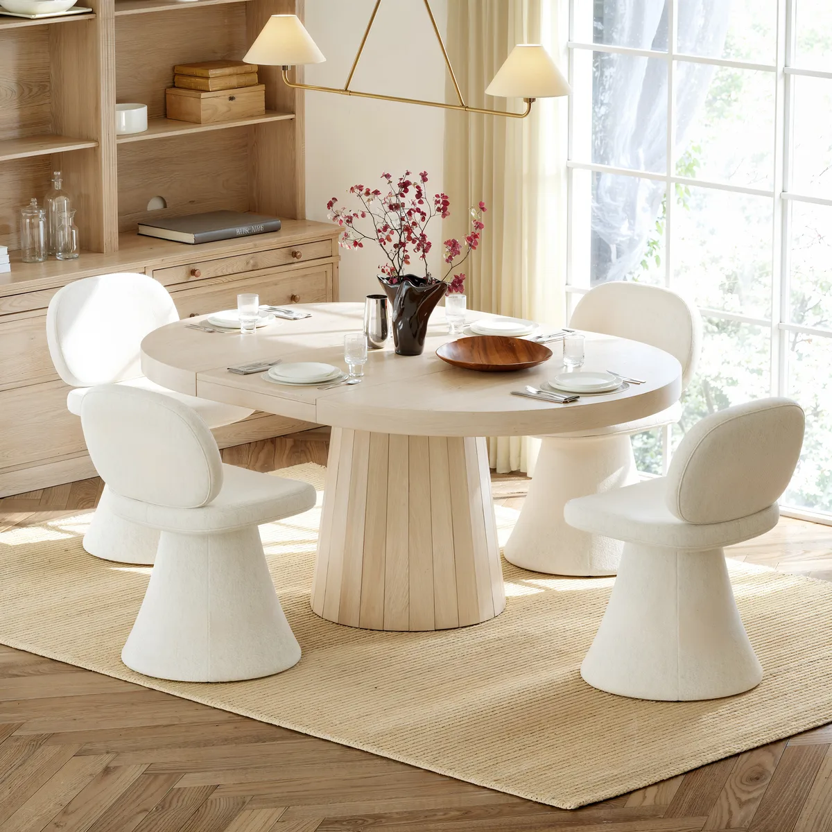 Warm White Performance Chenille Swivel Dining Chair — image 5