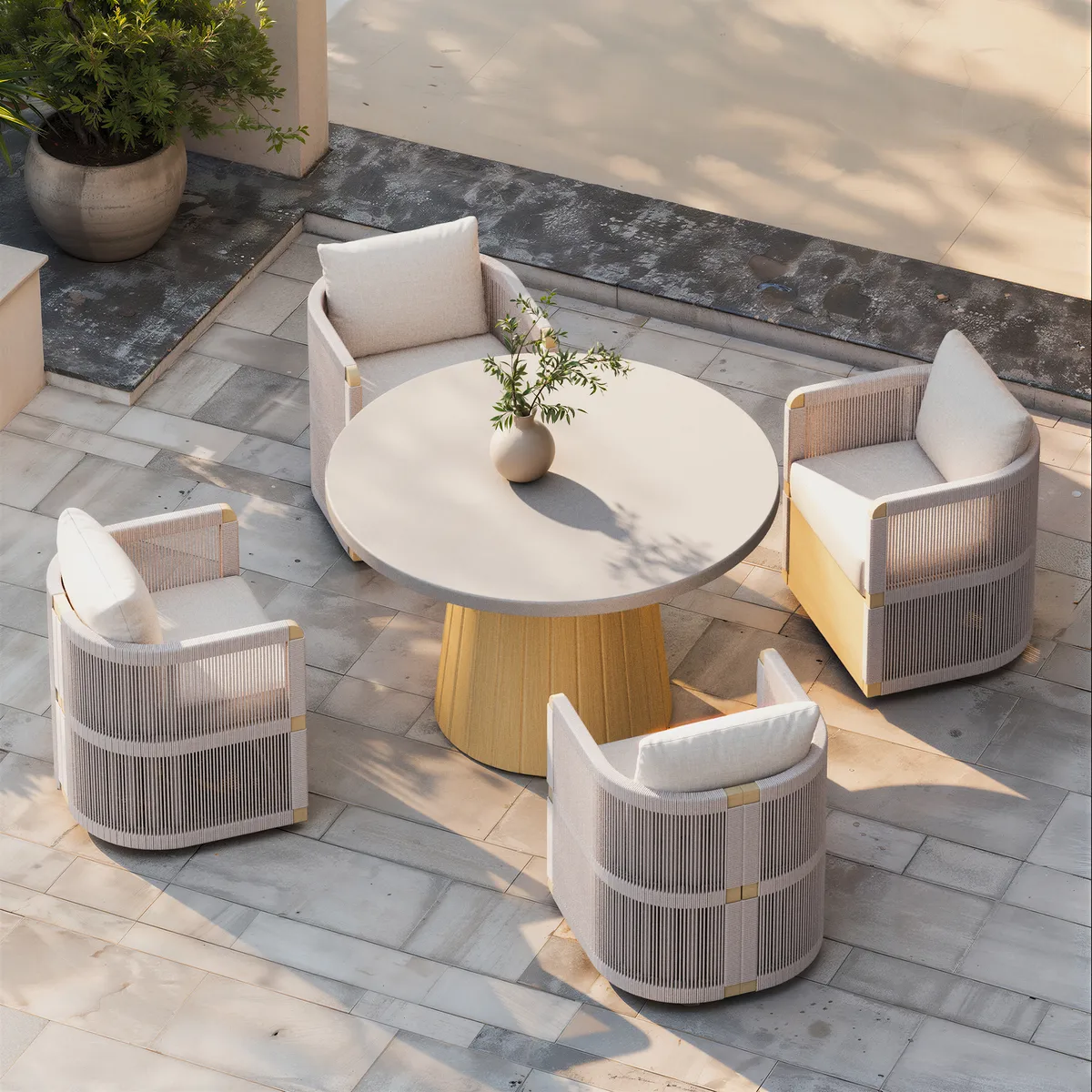 48" Concrete & Aluminum Coastal Style Outdoor Dining Table — image 4