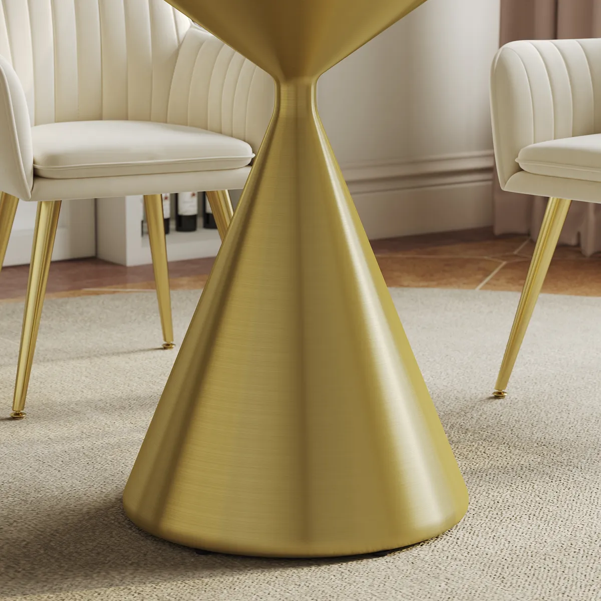 39" Pandora Faux Marble Round Dining Table with Glossy Gold Base for 4 People — image 29