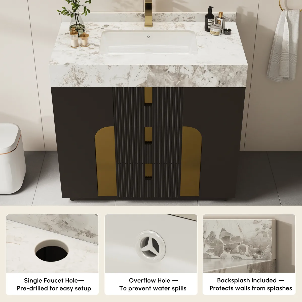 Artis 59" Tall Bathroom Storage Cabinet & 36" Single Vanity Set — image 16
