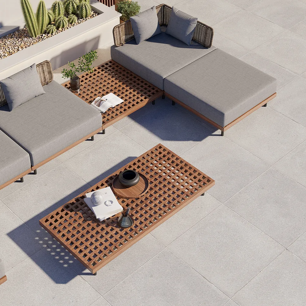 8 PCS L Shaped Outdoor Sectional Sofa Set with Coffee Table Modern Yard & Patio Furniture for 6 Person in Gray Cushion & Pillow Included — image 6