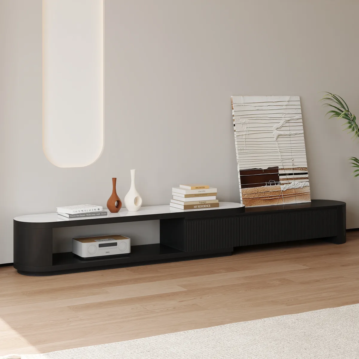 Velar Extendable Sintered Stone Top TV Stand with 3 Drawers(71"-114") — image 3