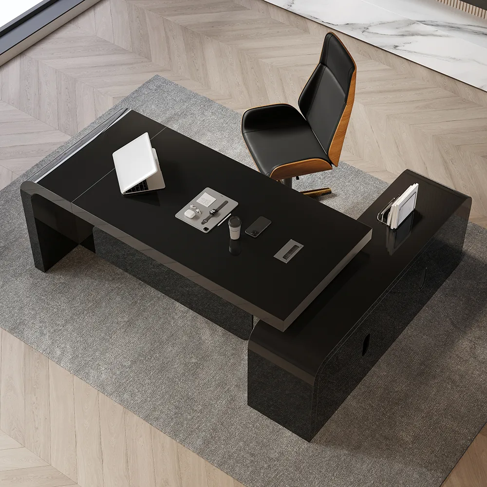 Chicent 71'' L-shaped Smoked Brown Computer Desk with Cabinet Left Hand — image 23