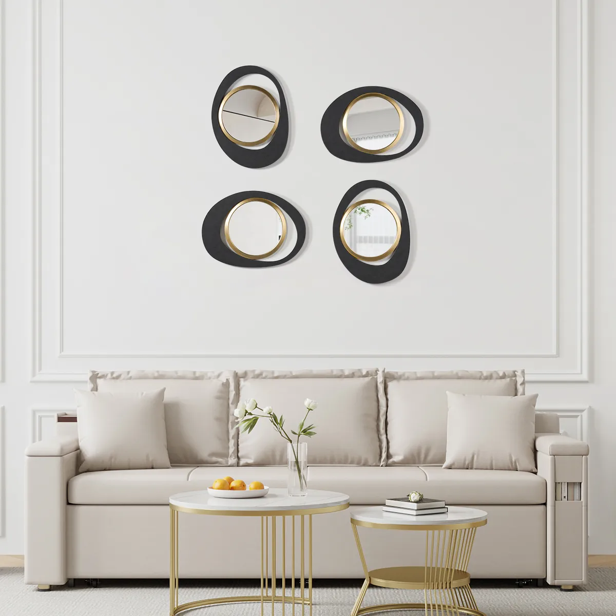 Abstract Wall Mirror, Matte Black and Gold, Horizontal or Vertical — image 6