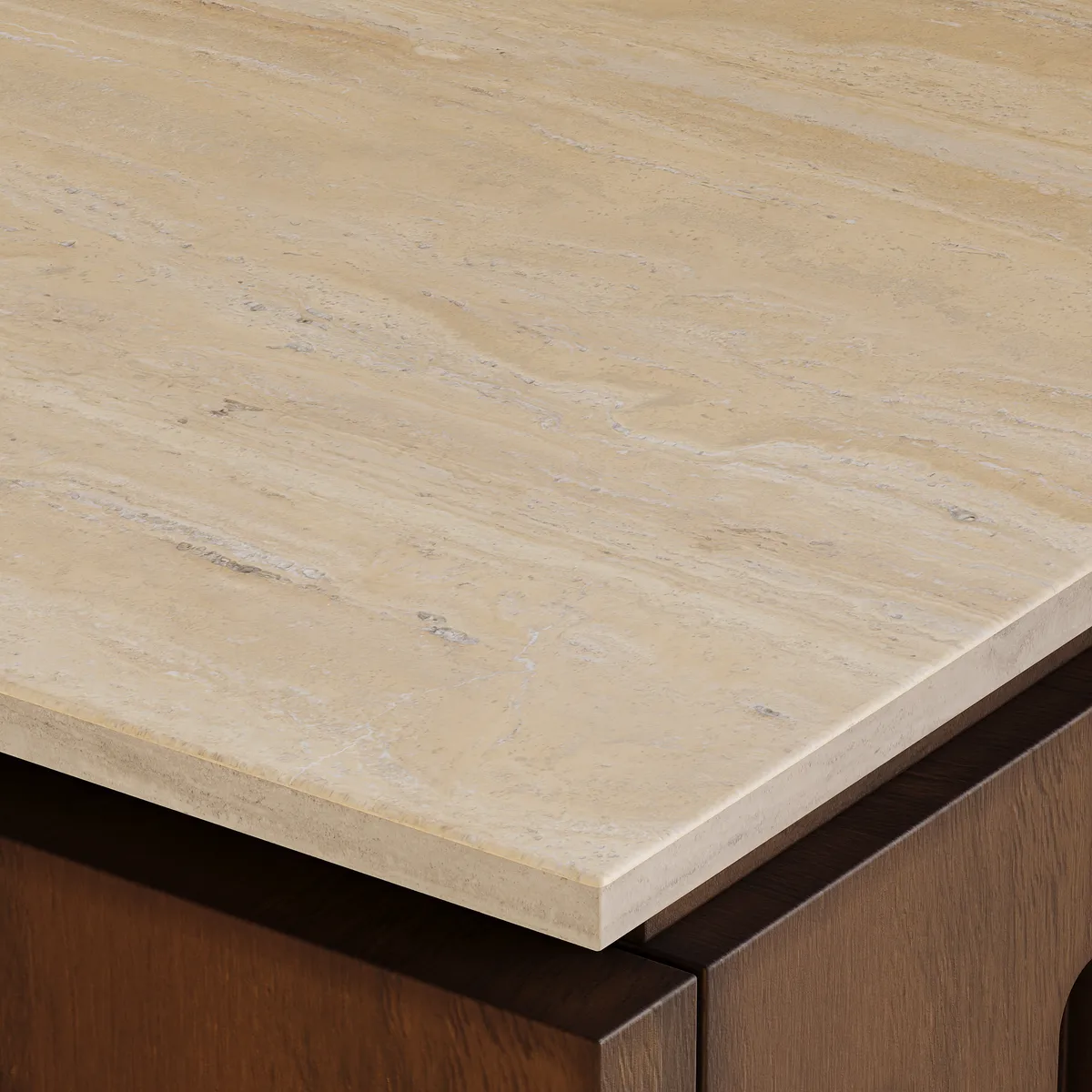 Florva Modern 47” Ash Wood 6 Drawer Dresser with Faux Travertine Sintered Stone Top — image 7