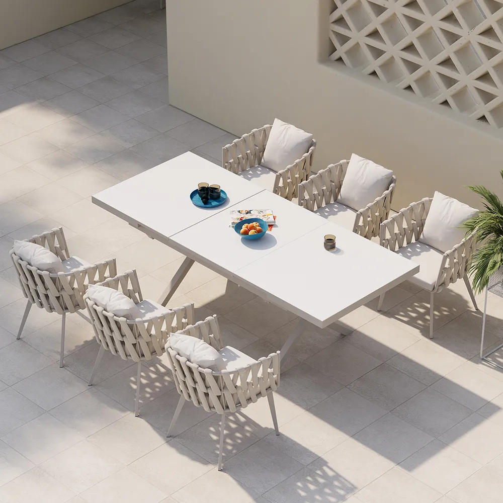 Outdoor Rope Weave & Aluminum Dining Chairs — image 6