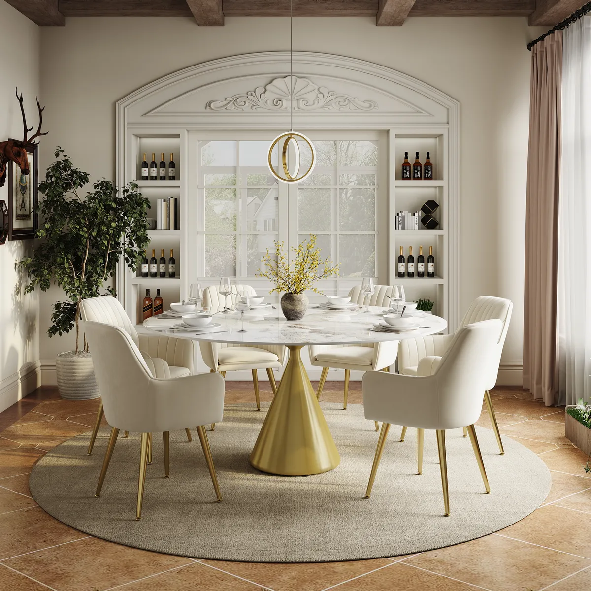 39" Modern Sintered Stone Dining Table Set with 2 Chairs — image 19