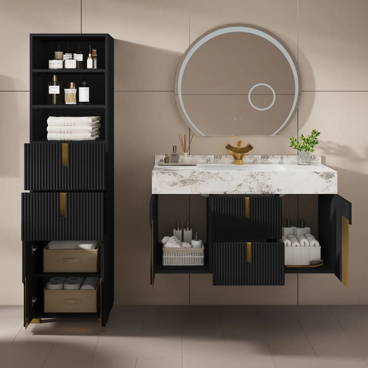 Artis 36" Single Bathroom Vanity & 59" Bathroom Storage Cabinet Set — image 24