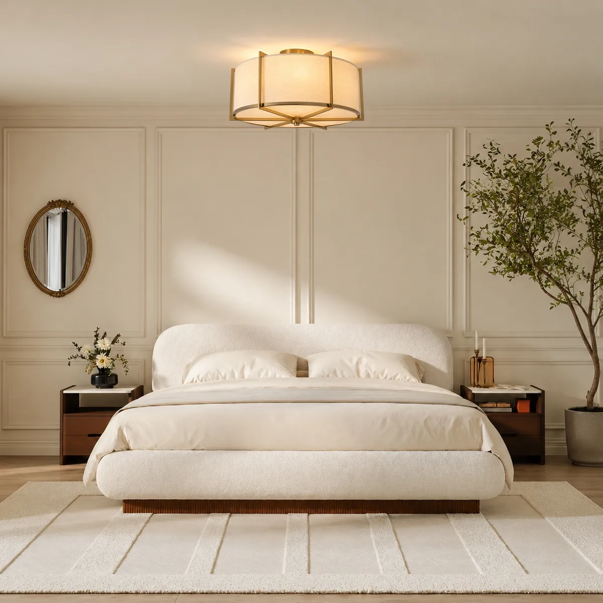 18" Fabric Flush Mount Light in Gold Finish, 3-Light — image 4