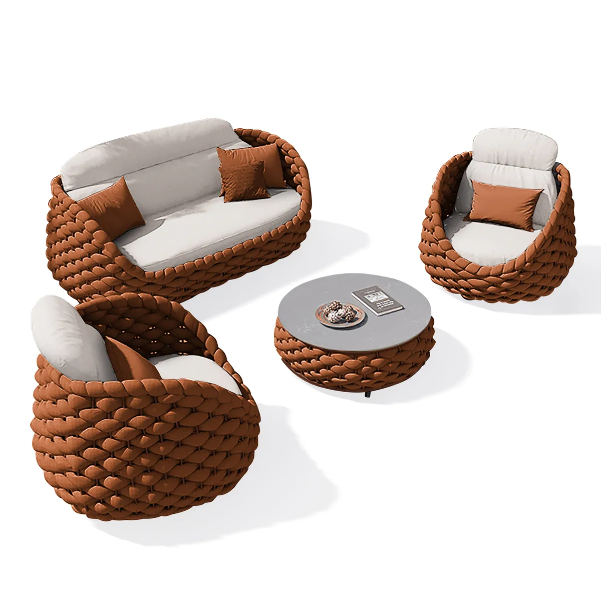 Cocaro 8-Piece Outdoor Rope Weave Sofa Set with Black Cover — image 20
