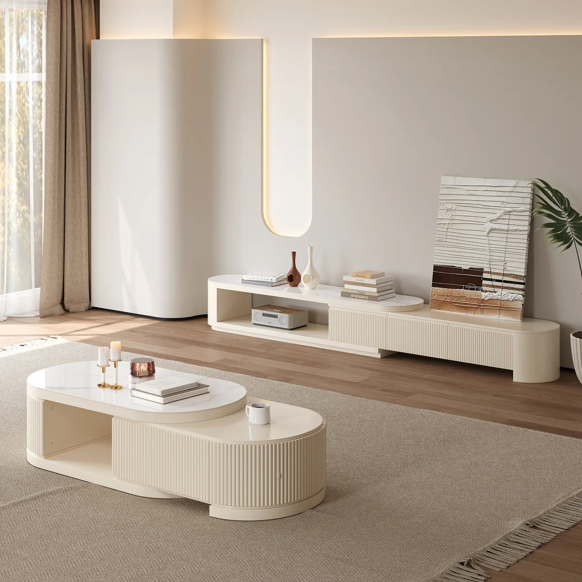 Velar 71" Extendable TV Stand & Coffee Table Set — image 2
