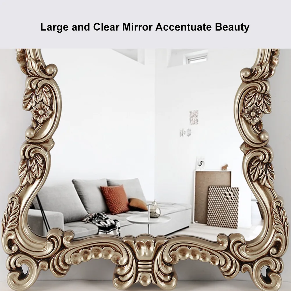 Large Vintage French Arch Shield Wall Mirror with 19th Century Champagne Gold Finish Art Decor — image 8