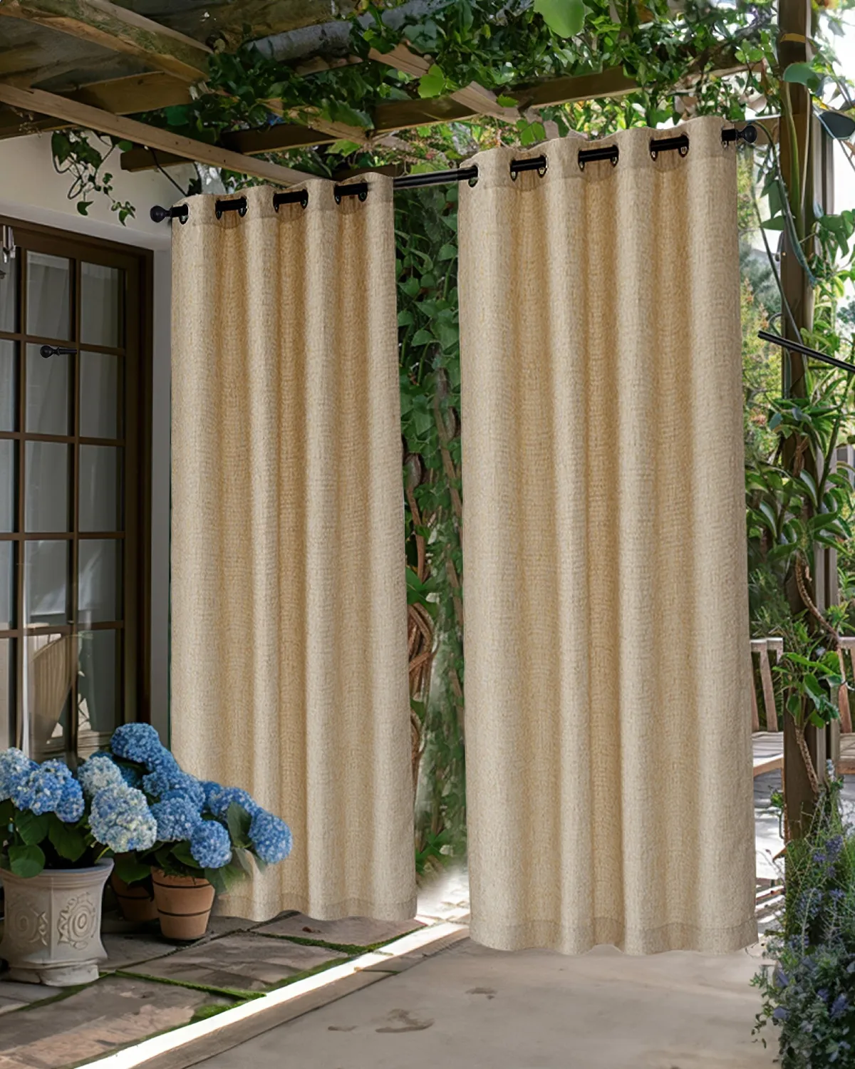 Munich Woven Patterned Textured Waterproof Custom Outdoor Curtain